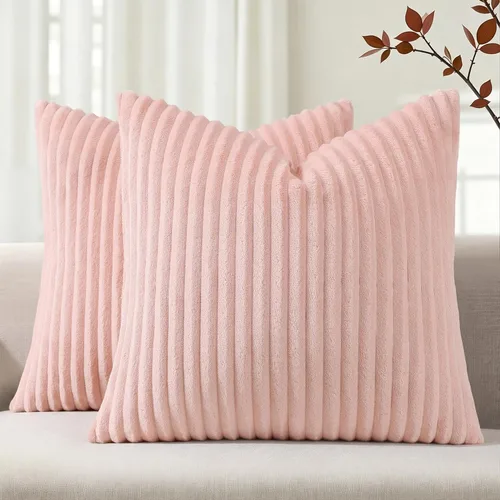 Vista 31 de Simmore Juego de 2 fundas de almohada decorativas de verano de 16 x 16 pulgadas, fundas de almohada suaves de franela de felpa natural de doble cara