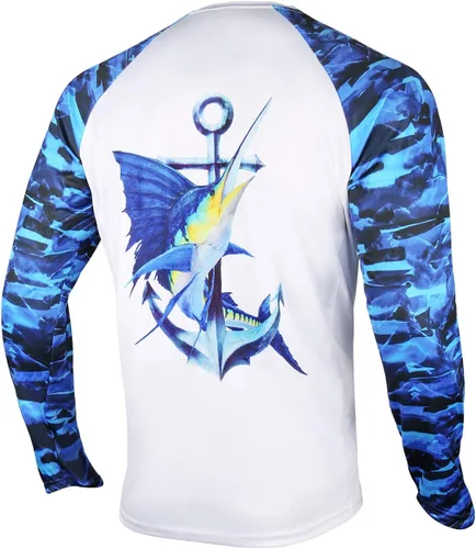 Vista 65 de Palmyth - Camiseta de pesca para hombre, con manga larga, protección solar ultravioleta FPU 50+, con bolsillo