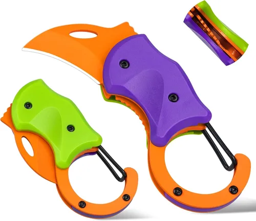 Vista 10 de FUNBRO Cuchillo de bolsillo pequeño, cortador de caja fría con hoja afilada de 1.34 pulgadas 1 paquete ámbar