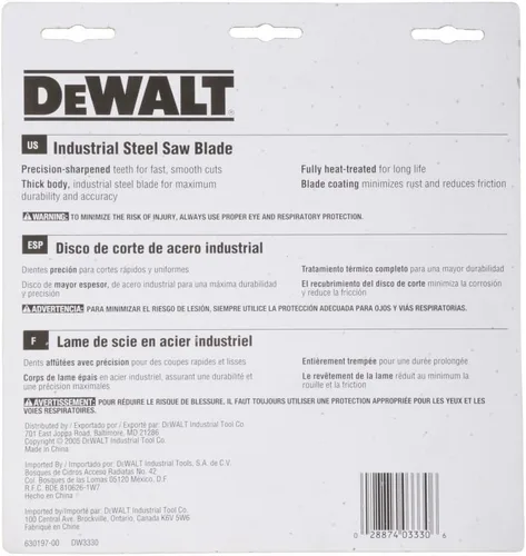 Vista 5 de DEWALT Hoja de sierra circular, 7 1/4 pulgadas, 16 dientes, corte de metales (DW3330)