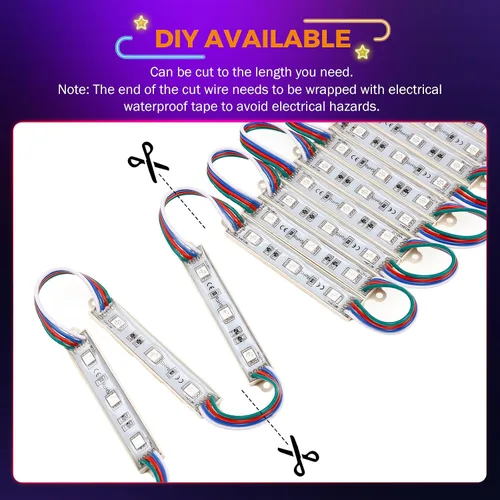 Vista 7 de BEAMNOVA Luces LED RGB LED de 100 pies para negocios, kit de tiras de luces, control remoto, control de aplicación móvil Bluetooth, fuente