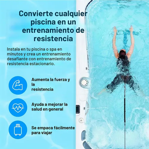 Vista 2 de Swim Tether Cinturón de viaje para natación estacionaria en piscinas y spas de natación