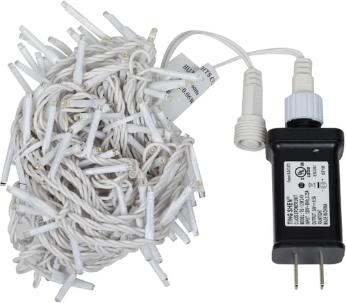 Vista 11 de Vickerman Juego de 144 luces LED naranjas, juego de luces navideñas de 24 pies, cable blanco