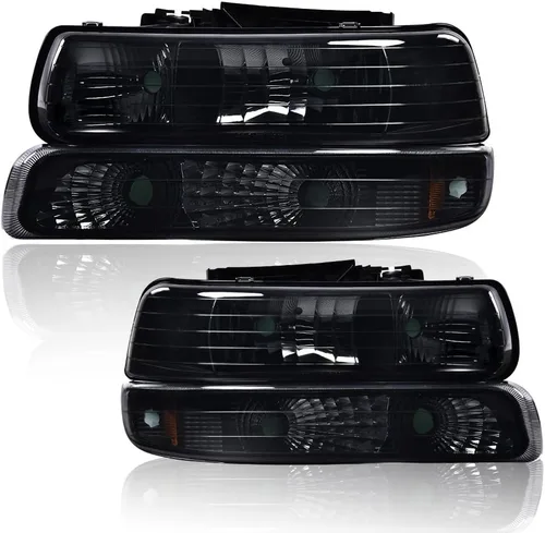 Vista 12 de G-PLUS Conjunto de faros, compatible con Chevy Silverado 1999 2000 2001 2002/Se ajusta a Suburban Tahoe 2000-2006 Faros delanteros de parachoques