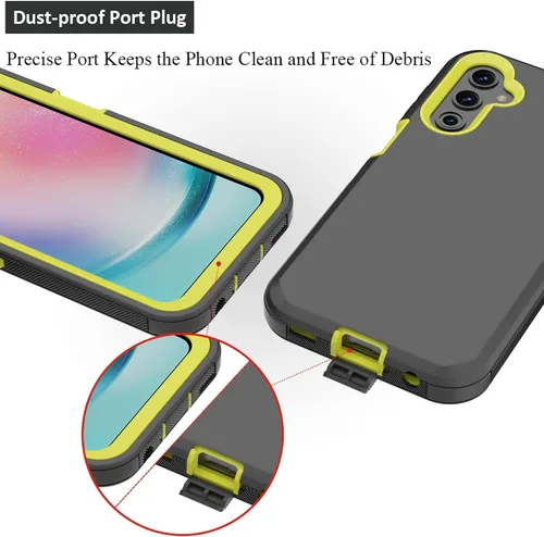 Vista 4 de Funda resistente para Samsung Galaxy A24 4G, con clip para cinturón y soporte, resistente, a prueba de golpes, funda protectora de cuerpo completo