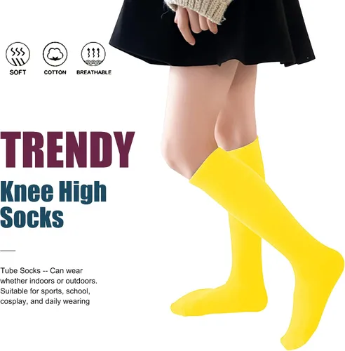 Vista 6 de UTTPLL Calcetines de algodón para niños pequeños, calcetines de béisbol hasta la rodilla, calcetines deportivos de fútbol para niños, calcetines