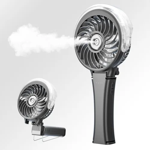 Vista 19 de HandFan Ventilador de nebulización portátil mejorado, ventilador de niebla personal recargable, ventiladores de niebla de agua en aerosol, mini Beige