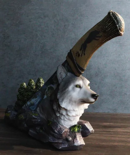 Vista 9 de Ebros Animal Spirit Alpha Grey Wolf in Mountain Forest - Estatua de centro de mesa con hoja de acero inoxidable con hoja de acero inoxidable