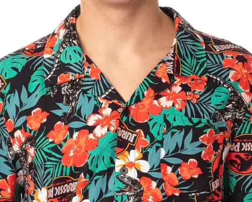 Vista 4 de Jurassic Park Velociraptor - Camisa hawaiana con botones para hombre