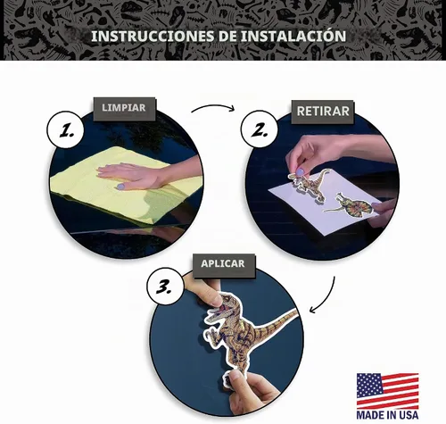 Vista 6 de Vinilo adhesivo de dinosaurios de Parque Jurásico - Juego de 2 pegatinas de vinilo impermeables de Dilophosaurus Velociraptor para coche, camión
