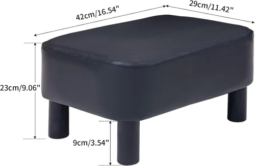 Vista 3 de IBUYKE Reposapiés pequeño de 16.54", taburete de escalón de piel sintética PU, con patas de madera de pino y asiento rectangular acolchado