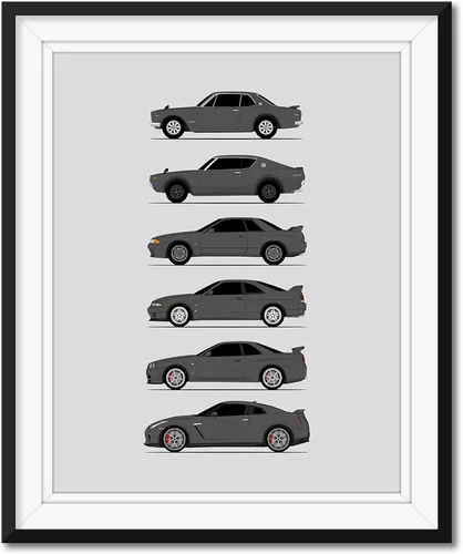 Vista 11 de Custom Car Posters Handmade Poster compatible with Nissan Skyline GT-R and Print of Nissan Skyline GTR (KPGC10, KPGC110, R32, R33, R34, R35)