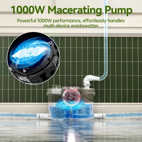 Vista 8 de SUPERFLO Bomba maceradora de 1000 W con 4 entradas de agua