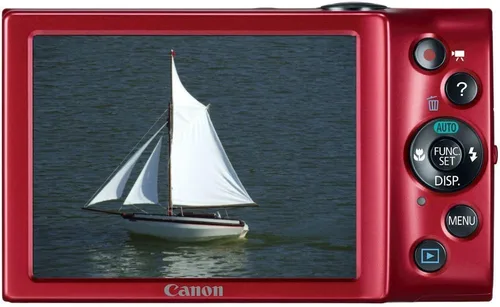 Vista 2 de Canon PowerShot A3400 es una cámara digital de 16.0 MP con zoom estabilizado de imagen óptica de 5X, lente gran angular de 28mm con grabación de Rojo