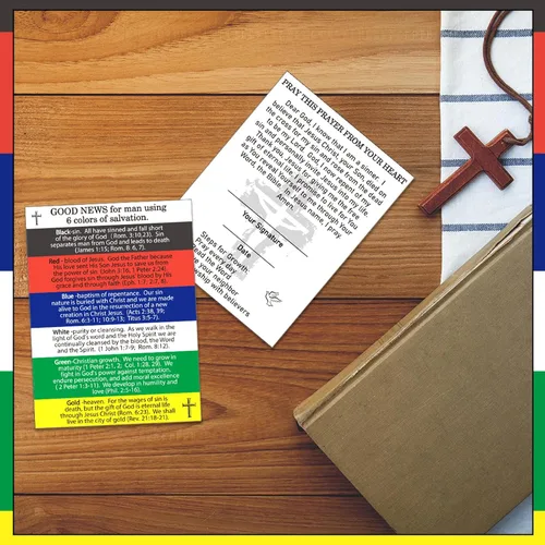 Vista 6 de Zhanmai 200 tarjetas de oración de salvación de tratados evangélicos, plan