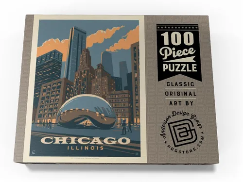Vista 4 de MyPuzzle Chicago, IL: Magic Bean, Vintage Poster - Rompecabezas prémium de 100 piezas para adultos