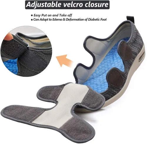 Vista 3 de W&LESVAGO Zapatos diabéticos anchos para mujer, con cámara de aire, ligeras, cómodas, zapatos para caminar para ancianos, pies vendados hinchados