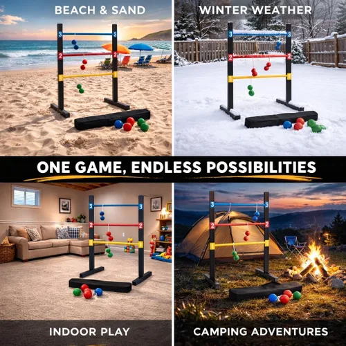 Vista 4 de Bolaball Wooden Ladder Toss Game Set with Carry Bag for Indoor & Outdoor Family Lawn