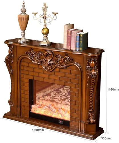 Vista 2 de TOMYEUS Chimeneas eléctricas, chimenea eléctrica, calefactor, decoración de chimenea, gabinete, marco de madera con llama artificial óptica LED