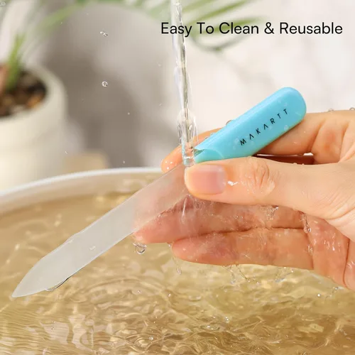 Vista 6 de Makartt Lima de Uñas - Lima de Uñas de Cristal con Estuche, Limas de Uñas de Cristal con Chorro de Arena de Doble Cara para Uñas Naturales, Buffer