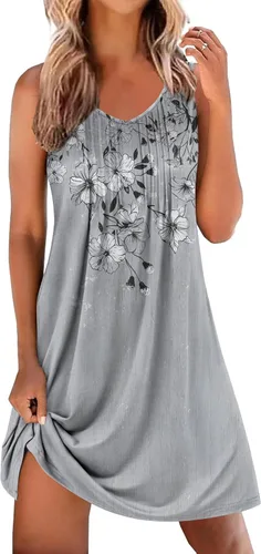 Vista 19 de Ekouaer Camisones para Mujeres Sin Mangas Camisa de Dormir Tipo Tank Camisón Cuello en V Camisola Plisada Camisa de Noche Vestido de Dormir Suave
