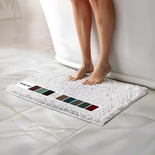 Vista 18 de Muddy Mat Alfombras de Baño de Chenilla de Microfibra de Secado Rápido Antideslizantes Lavables, Extra Gruesas, Suaves y Altamente Absorbentes Gris
