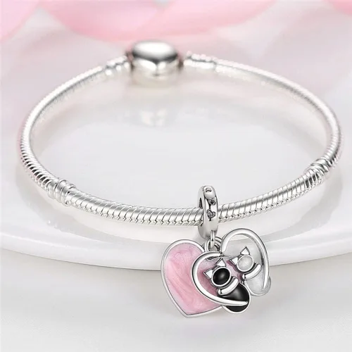 Vista 5 de Dije clásico para mujer, pulsera de plata de ley 925, regalo de cuentas, se puede combinar con mujeres y niñas