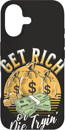 Vista 32 de Funda de dinero millonario para iPhone 12/12 Pro Get Rich or Die Trying Cash Hustle