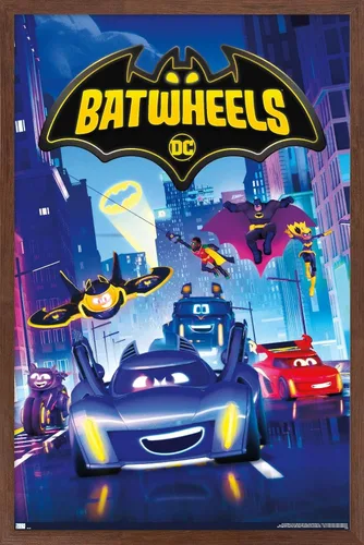 Vista 10 de Trends International DC Comics TV Batwheels - Póster de pared de arte clave, 22.4 pulgadas de largo x 14.7 W, versión enmarcada de madera de granero
