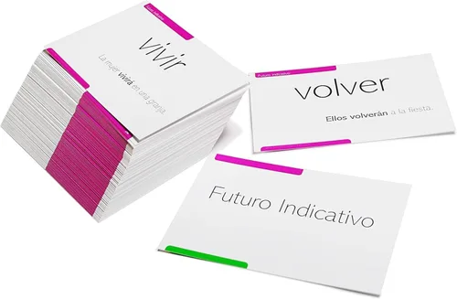 Vista 11 de 800 tarjetas de conjugación en español - 200 verbos con ejemplos completos en español e inglés y 9 tiempos diferentes