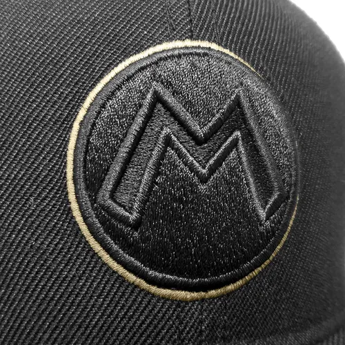 Vista 2 de Controller Gear Super Mario Flat Bill Snap Back Hat (Black & Gold Mario M)