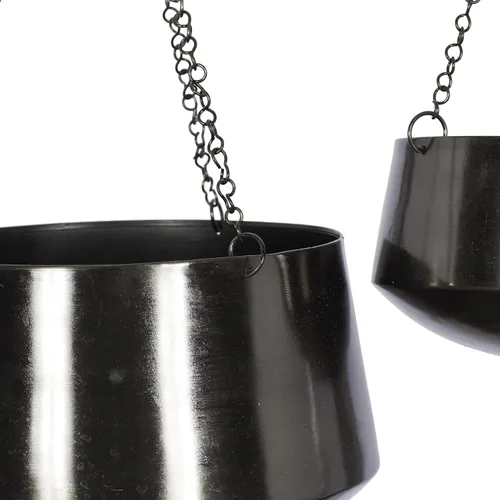 Vista 4 de Deco 79 Macetero de metal para interiores y exteriores, maceta colgante con cadena, juego de 2 colgadores de 5 pulgadas, 7 pulgadas de alto