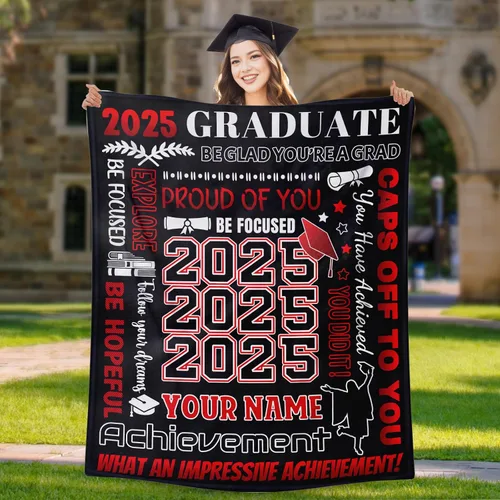 Vista 7 de Mantas personalizadas para clase de 2024 con nombre, manta de forro polar de 30 x 40 pulgadas para niños, regalos de graduación suaves y acogedores