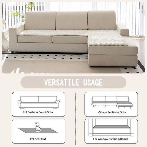 Vista 4 de Funda para sofá, fundas de sofá para perros, lavables, antideslizantes, a rayas, para sofá seccional, protector de muebles para forma de L