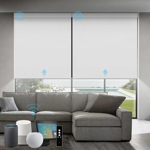Vista 70 de SmartWings Persianas Motorizadas con Sombras para Ventana Control Remoto Funciona con Thread Apple Homekit Z-Wave Alexa 100% Blackout de Doble Cara