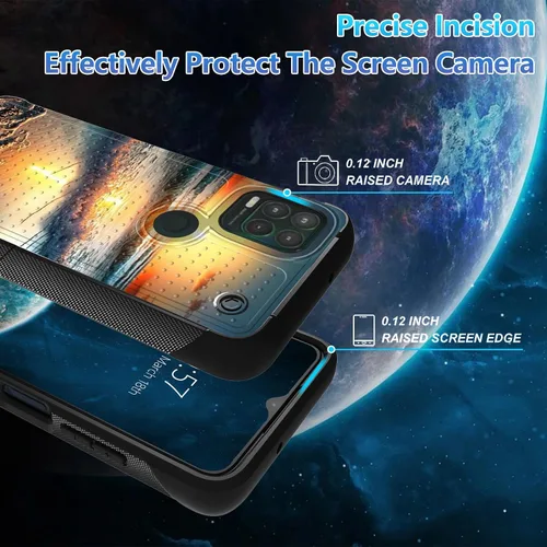 Vista 5 de Funda para Moto G Stylus 5G 2021 con protector de pantalla, a prueba de golpes, 2 en 1, parte trasera duradera de policarbonato duro texturizado