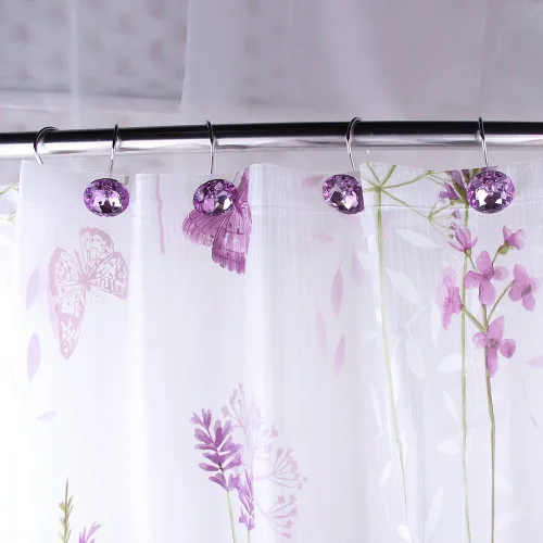 Vista 5 de Adwaita Ganchos decorativos para cortina de ducha, diamantes de imitación de cristal acrílico, juego de 12 (morado)