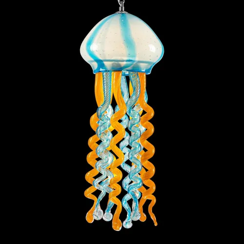 Vista 8 de Candelabros de cristal de medusa de 10 x 24 pulgadas, iluminación colgante LED para océano, sirena, bajo el agua, junto a la piscina, playa