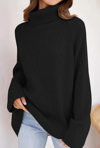 Vista 7 de ZESICA Women's 2023 Winter Sweaters Oversized Turtleneck Long Sleeve Chunky Knitted Tunic Pullover Tops