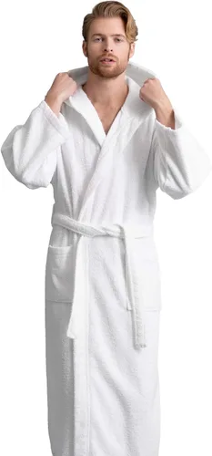 Vista 3 de Bata de baño con capucha para hombre, tela de algodón turco de primera calidad, cómoda, absorbente