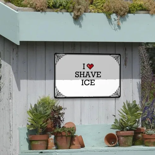 Vista 4 de Cartel de metal divertido con texto en inglés "I Love Shave Ice Tin Letter", accesorios de habitación para hombres, letreros divertidos