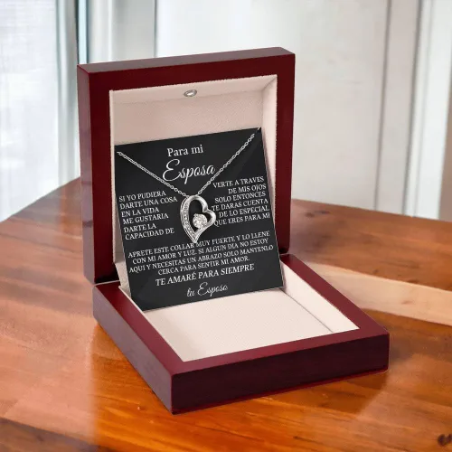 Vista 9 de Regalo para Mi Esposa Collar Regalo para Mi Esposa Especial, Regalo de Cumpleaños para Mujer, Acero Inoxidable Joyeria Mujer, Collar para Novia
