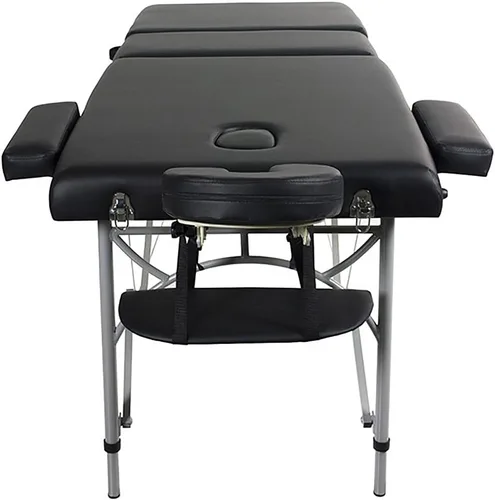 Vista 2 de SKINACT Porto Mesa de masaje portátil de aluminio con (respaldo reclinable) (negro)