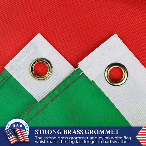 Vista 2 de Bandera italiana de doble cara 3x5 para exteriores, banderas de Italia de nailon 210D resistente, rayas cosidas, ojales de latón más fuertes, 4