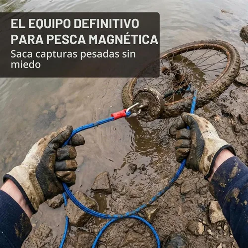 Vista 8 de Cuerda de pesca magnética con mosquetón, fuerza de 1200 libras, 1/3 pulgada
