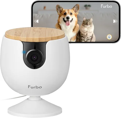 Vista 10 de Furbo 360° Cámara para Gatos: Cámara de Seguridad para Mascotas con Alertas de Miauidos, Vista Rotatoria, Lanzamiento de Golosinas con Aplicación