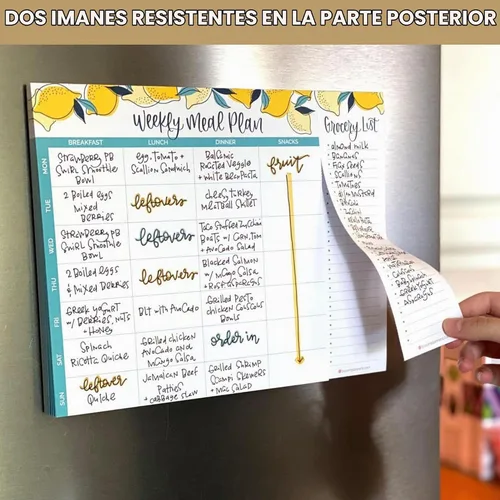 Vista 5 de bloom daily planners - Bloc de notas semanal para planificar las comidas con imanes para el refrigerador, incluye una «Lista de compras