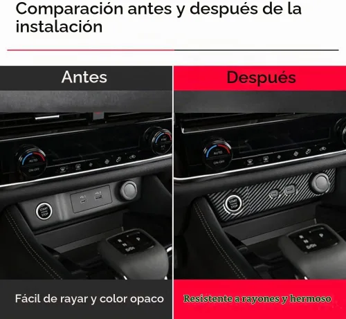Vista 4 de XITER Marco de Panel de Enchufe de Consola Central Estilo Fibra de Carbono ABS Cubierta de Panel de Enchufe de Encendedor de Cigarrillos de Control