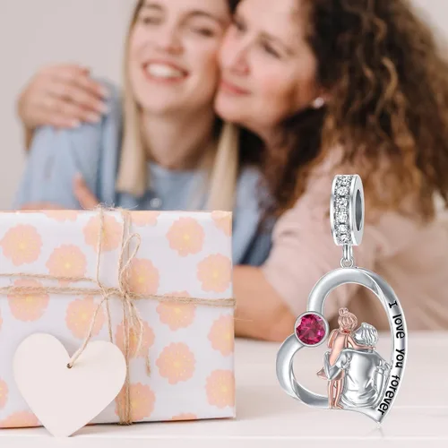Vista 154 de PROESS Dije para padre, madre e hija, pulsera de plata de ley para pulseras, regalos de cumpleaños, día de San Valentín, para hija, madre, amante