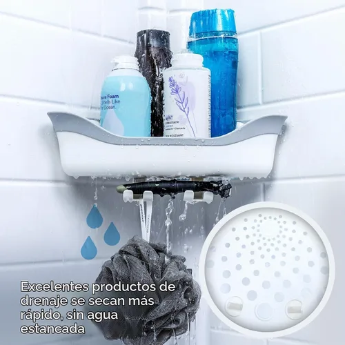Vista 5 de SlipX Solutions Organizador de ducha con ventosa de esquina, soporta hasta